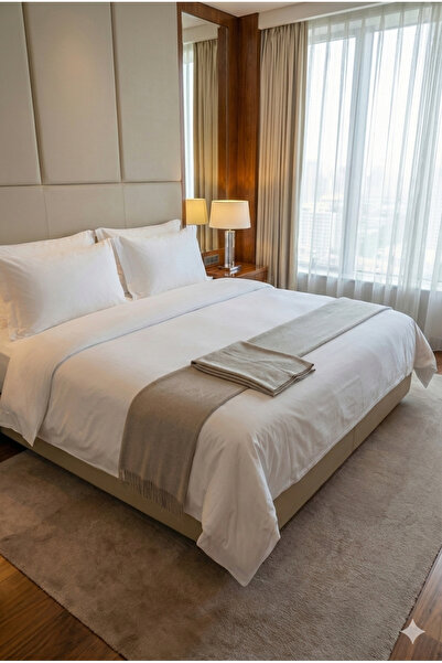 Miabella Home Premium Hotel Type Duvet Cover Set 100% Cotton Satin Plain White Double Duvet Cover Set with 4 Pillows