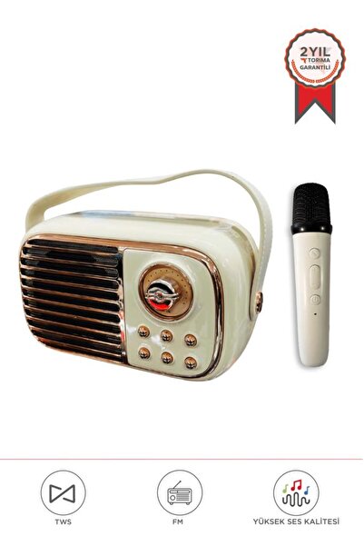 Torima BTS-1956 Bej Bluetooth 10W Bass Ses RGB Işık Efektli TWS USB TF Kart M...