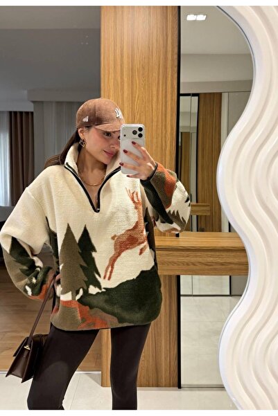 Mzr Collection Дамска суитшърт с цип и еленски мотив