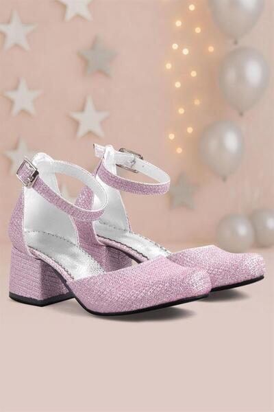 hapshoe حذاء ميريدا وردي لامع بكعب سميك للفتيات