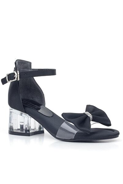 hapshoe Jessie Siyah Saten Kurdeleli Kız Çocuk Topuklu Ayakkabı