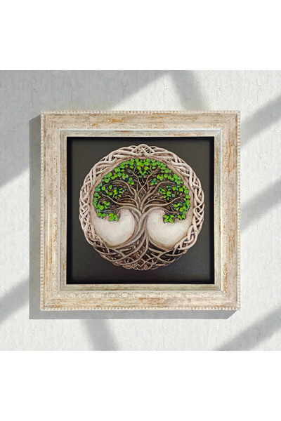 purple dragon El Yapımı Rölyef Taş Hayat Ağacı Tablo, 24x24 Özel Tasarım