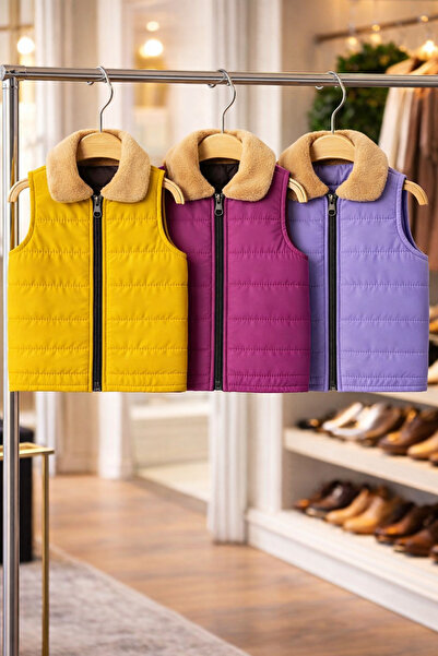 Nex Moda 3 Adet Unisex Çocuk Şişme Yelek Kürk Yakalı