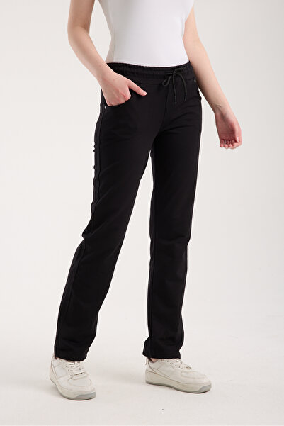BANEGA Curve Large Size Compact Cotton Fabric Elastic Waist with Pockets Shaping / Sculpting Black Pants