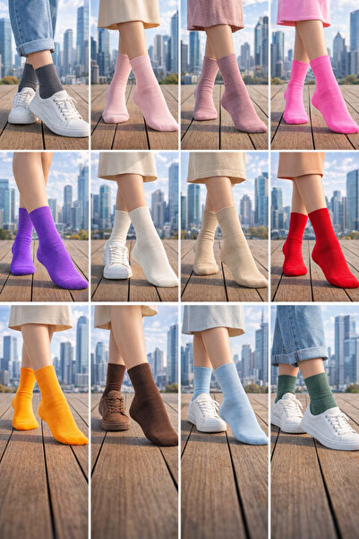 alpaca foot tech 12 ÇİFT RENKLİ KADIN ÇORABI