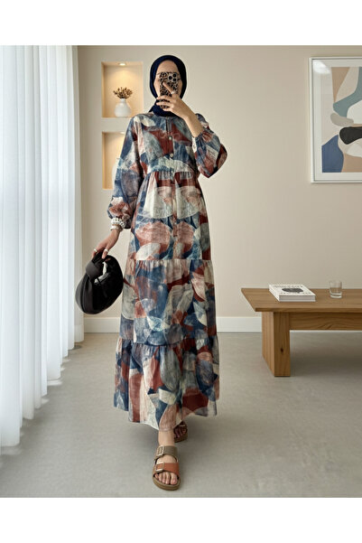 HİJABAYA Φόρεμα με μοτίβο μπατίκ με ελαστική λαβή με μισό κουμπί