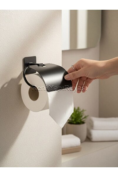 RENK YAPI RÜYASI Suport pentru hârtie igienică pentru baie și WC, cu capac rezistent la rugină, adeziv puternic, economic