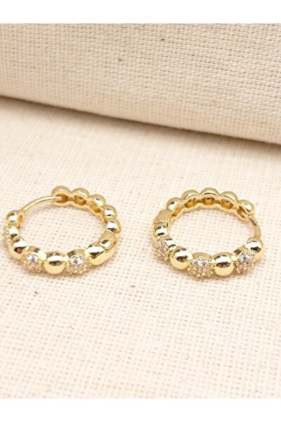 Siya Silver Özel Seri Zirkon Taşlı Dorika Topçuklu Çelik Küpe - Hediye Kutulu