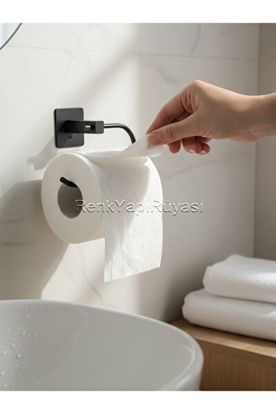 RENK YAPI RÜYASI Suport pentru hârtie igienică pentru baie și WC, cu adeziv puternic, capac rezistent la rugină, economic