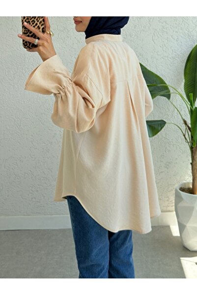 HİJABAYA Kolu Bağcıklı Arkası Uzun Düğmeli Gömlek