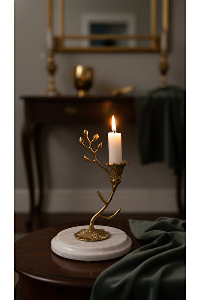 Montdekor EL YAPIMI MERMER TAŞLI BRONZ MUMLUK (10x10x20 cm)