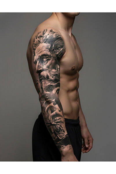 pivok Geçici Kol Kaplama-yelken Ve Poseidon Tatto Dövme Geçici Dövme Tattoo(S...