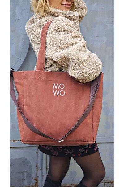 MOWO Mumlu Canvas Midi Tote Bag Kadın Çantası BRICK