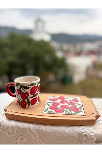 shop Handmade Cherry Patterned Single Wooden Presentation Cup