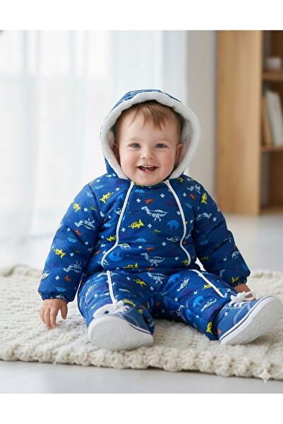 TNY DİJİTAL BASKILI ERKEK BEBEK KAPŞONLU KIŞLIK ASTRONOT KOZMONOT TULUM