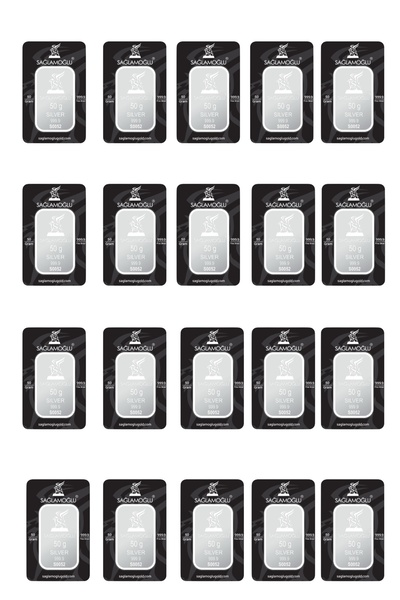 Lora Kuyumculuk 20 Adet 50 Gram Külçe Gümüş 999.9