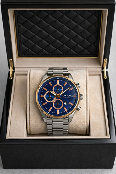 Tom Jones ساعة يد رجالية مقاومة للماء 3 ATM مع ضمان لمدة عامين + هدية سوار