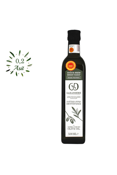 Garandere 0.2 Asit İLK Erken Hasat Soğuk Sıkım Natürel Sızma Zeytinyağı 500 Ml