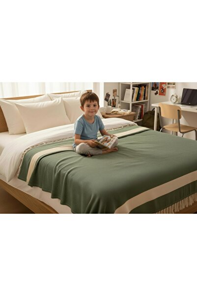 TECHTACT 100% Cotton Organic Single Tasseled Pique, 160X220 cm Bedspread, Sof...