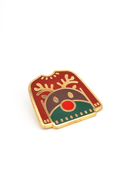 Color Collective Yeni Yıl Rozet, Altın Rengi, Yılbaşı Kazağı Metal Rozet.