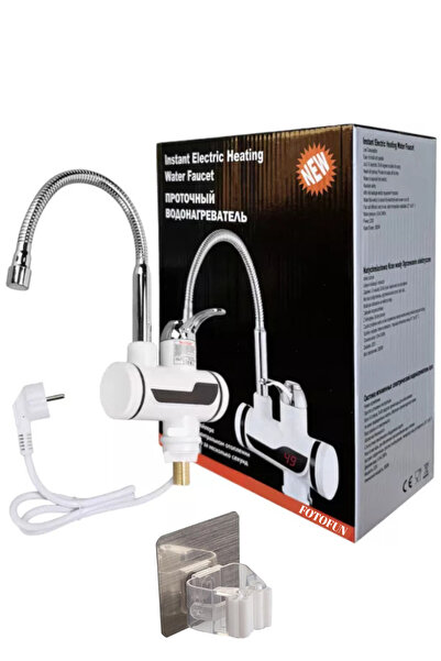 FOTOFUN Ηλεκτρική βρύση ευέλικτη για θέρμανση νερού με οθόνη LED + στήριγμα σ...