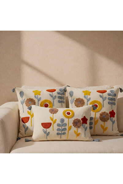 Shopyteks Bohemian Punch Embroidered Throw Pillow Cover Set (Without Inner Filling)