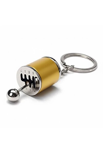 ALETOOLS Hareketli Araba Vites Anahtarlık Altı Hız Manuel Vites Dişli Shifter Topuzu Metal Anahtarlık GOLD