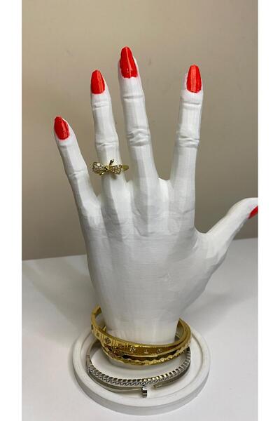 GAMZELİRENKLERİM خاتم بتصميم فيونكة وشريط مزين بأحجار الزركون الذهبية من الفولاذ