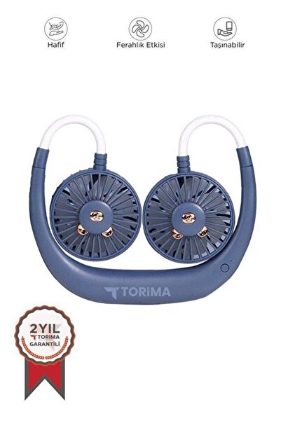Torima F-10 Mavi Eller Serbest Boyuna Asılabilir Şarjlı 3 Kademeli Vantilatör Klima Soğutucu Fan