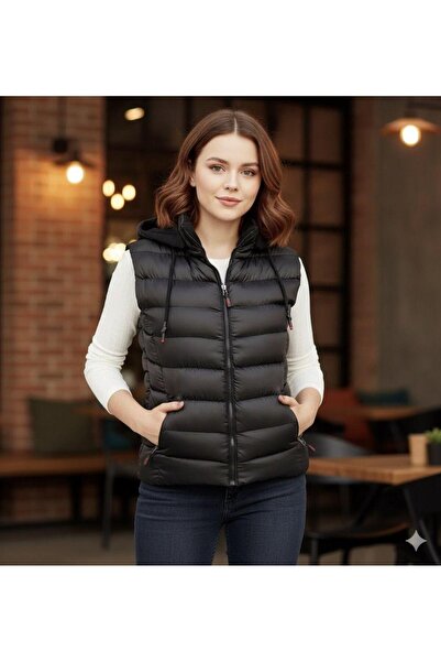 DYNAMO Kadın Kapüşonlu Şişme Yelek Kapüşon İçi Polar