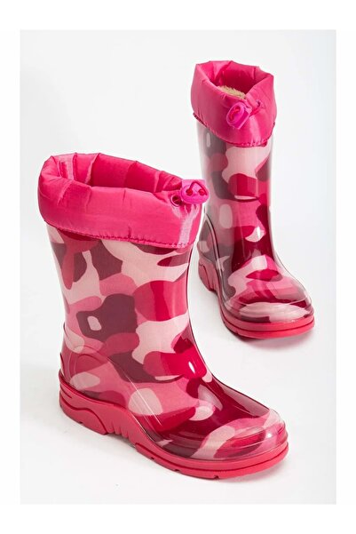 ARISAN Su Geçirmez Kaydırmaz Taban Unisex Kürklü Çocuk Yağmur Çizmesi Kar Botu