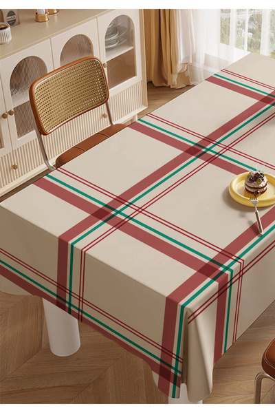ALAMODECOR Burgundi zeleni prugasti božićni stolnjak za kuhinju i dnevnu sobu