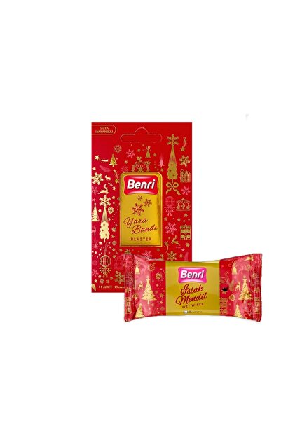 Benri Mutlu Yıllar Yara Bandı 14'lü+Yılbaşı Islak Cep Mendili 15'li