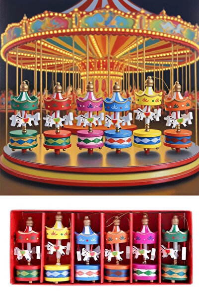 Genel Markalar 6'lı Ahşap Atlı Karınca Atı Süsler Mini Güzel Ahşap Noel Yılba...