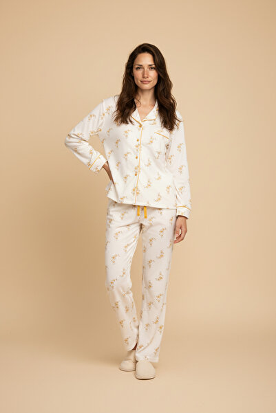 lacelove Σετ πιτζάμες με μακρυμάνικο πουκάμισο με γιακά για γυναίκες Pinterest - Εποχιακές γυναικείες πιτζάμες- Μεγάλο μέγεθος Aral �