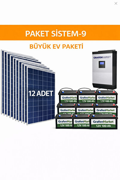 Lexron GrafenMarket Büyük Bağ Evi Solar Paketi 6.2 kva Mppt Inverter 360w Panel Paket 9