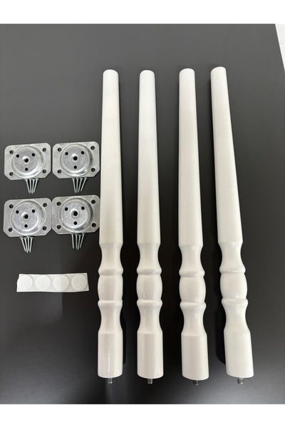 HAMADEX 50 cm Beyaz Torna Ayak 4 adet ayak ve bağlantı aparatları