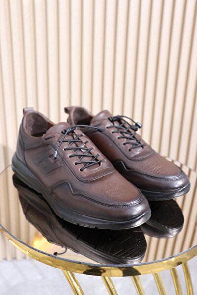 DERİ KABUSU Genuine Leather Elastic Men's Sports Shoes S-002