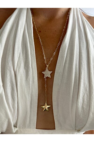 Charmist 14K Çelik Üzeri Altın Kaplama Yıldız Y Kolye