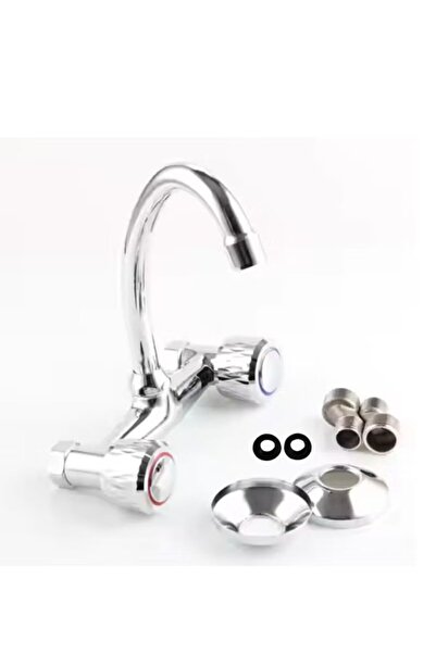Jams Double Handle Kitchen Faucet Mixer Tap Two Hole Chrome Hot Cold Control خلاط مطبخ Sink Pro Set