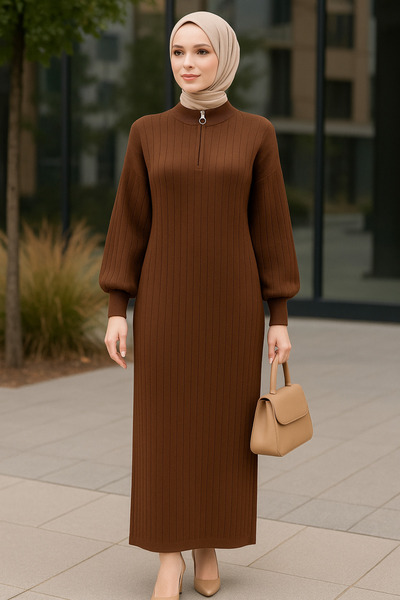 semela فستان طويل من الموسم الجديد بتفاصيل سحاب (130 سم)