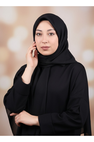 Bonjela وشاح من الخيزران بلون سادة - نمط-01 - أسود