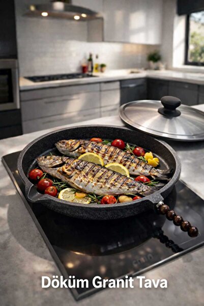 Funny Life Lux Granit Döküm Kapaklı Gözleme-Bazlama- Et Balık Tavası- Pizza T...