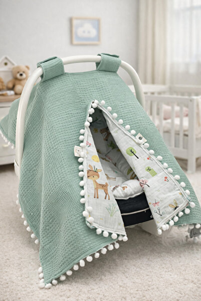 Babycitytr %100 Pamuk Çok Amaçlı Çift Katlı Müslin Puset Örtüsü Ve Minderi