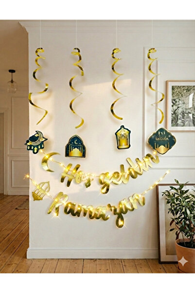 Azebu Led Işıklı Hoşgeldin Ramazan Yazısı Ramazan Bayramı Tavan Süsü 11 Ayın Sultanı Dini Süsleme Süs Seti