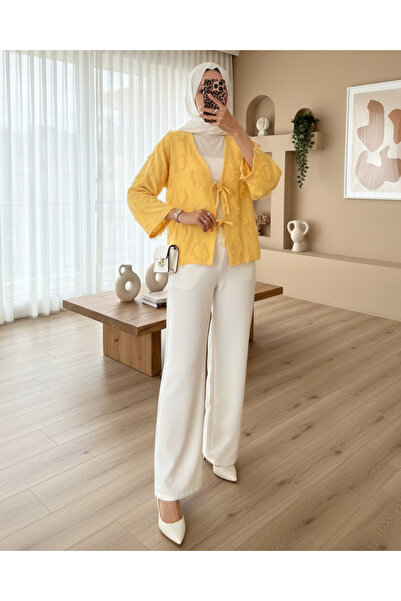 Modamorfo قميص بتفاصيل شرابة أمامية - أصفر