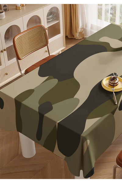 ALAMODECOR Vojnički kamuflažni zeleni pokrivač za kuhinjski stol, stolnjak za...