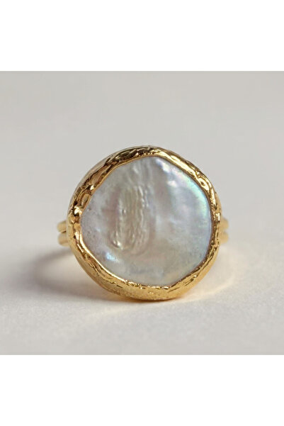 Bimia Barok Stil Gerçek İncili Ayarlanabilir Yüzük - Yuvarlak