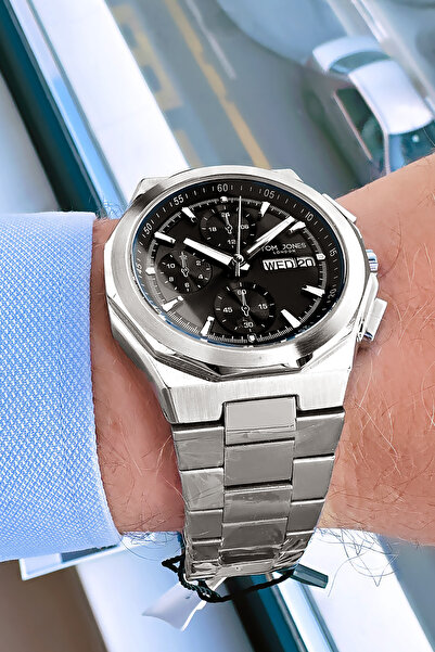 Tom Jones London Original Men's Wristwatch Waterproof Silver Color Steel Band...