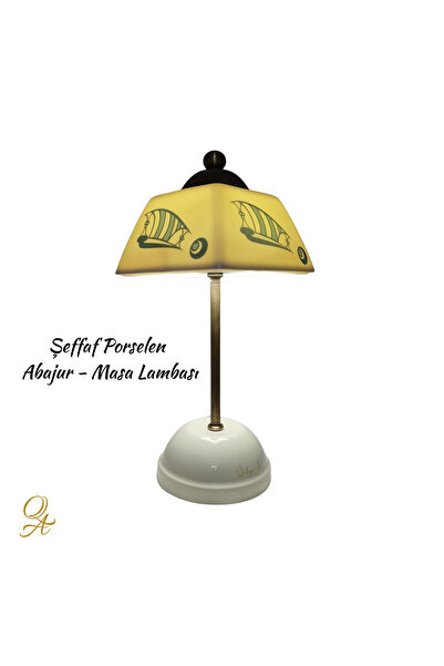 Qtahya Art Abajur-Masa ve Gece Lambası-Dekoratif-Şeffaf Porselen-El yapımı-Po...